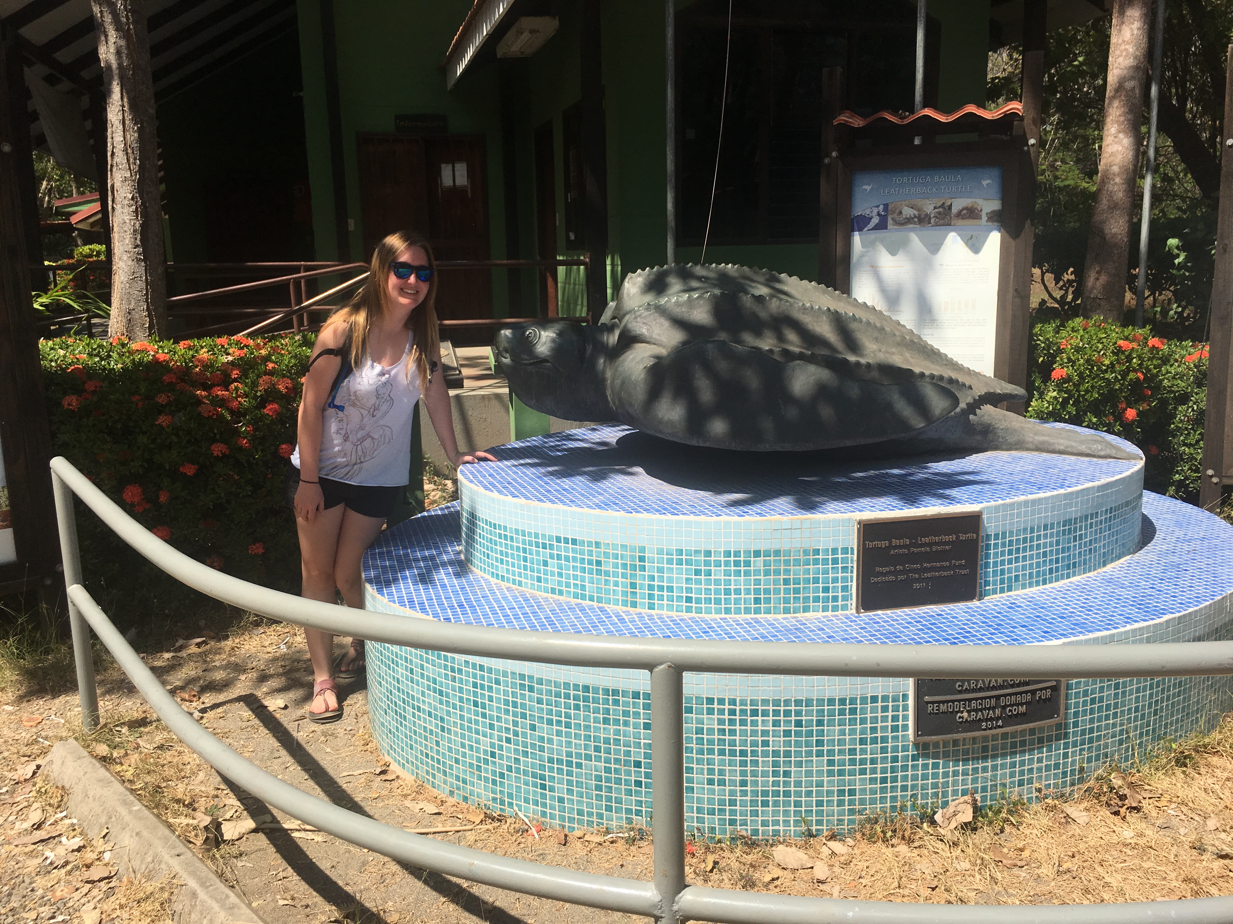 Lauren with full size leatherback statue
