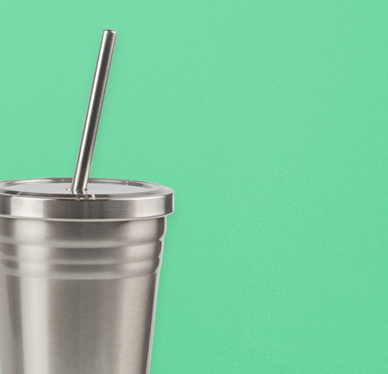 metal cup and metal straw