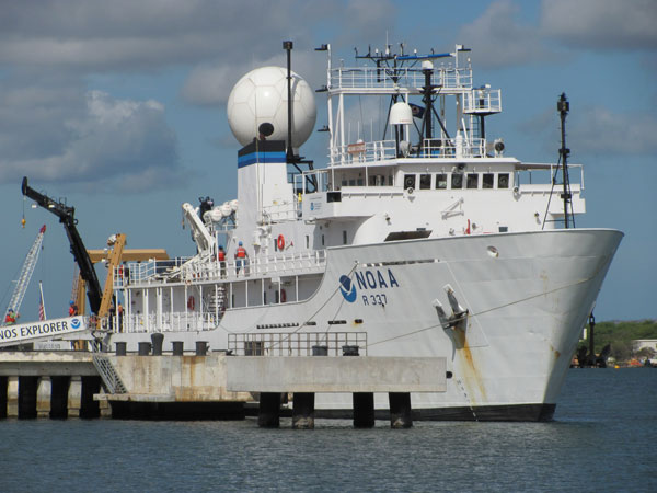 Okeanos Explorer - a ship dedicated to Ocean Exploration on the water