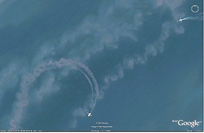 Aerial photo of trawlers