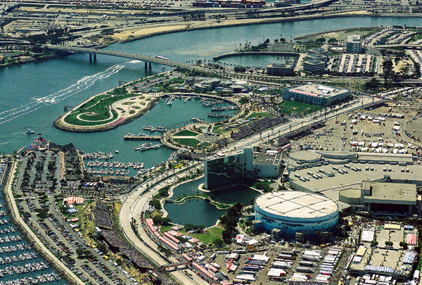 Aerial photo of Rainbow Harbor in 2000