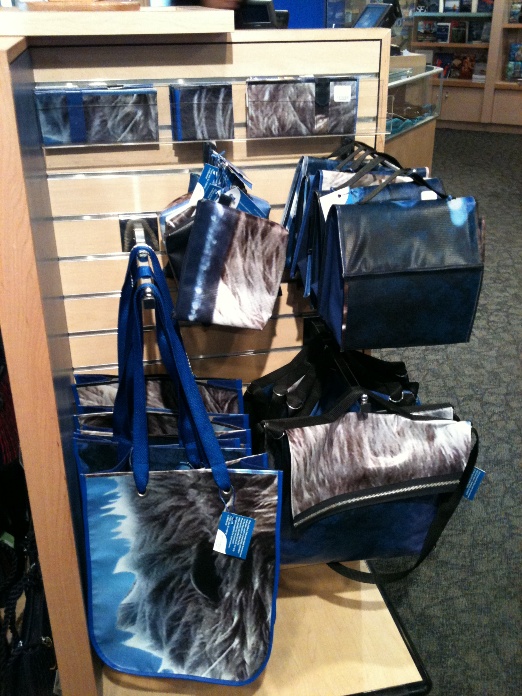 Upcycled bags in the gift store