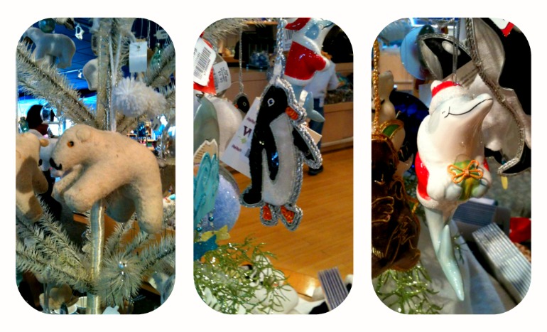 Christmas ornaments in the gift store
