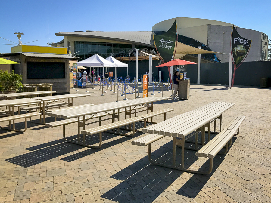 Front plaza picnic tables