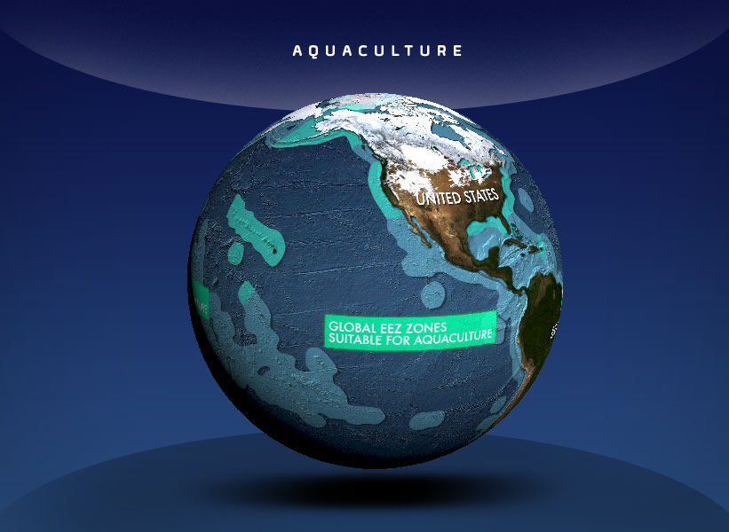 globe showing areas for aquaculture