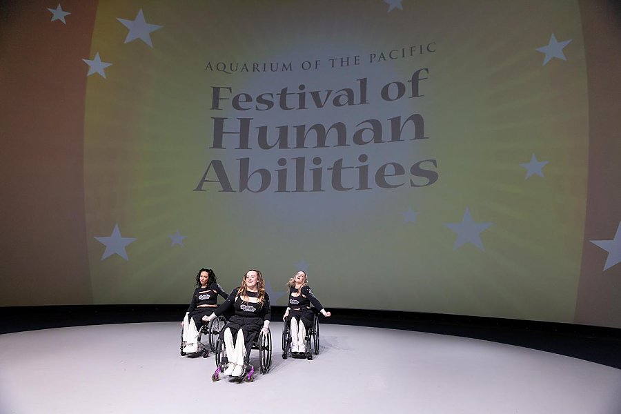 Rolletes on stage at the Aquarium of the Pacific Festival of Human Abilities