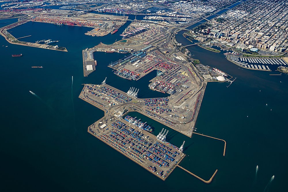 Aerial view of the Port of Long Beach