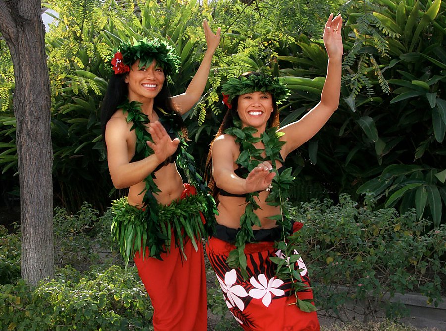 Pair of hula dancers