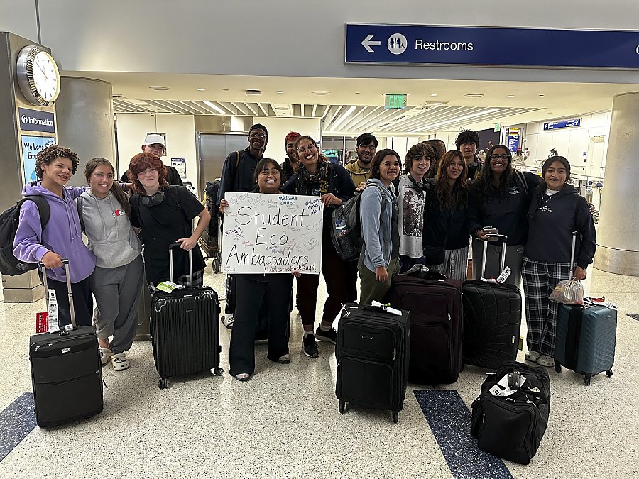 Group of people in an airport terminal