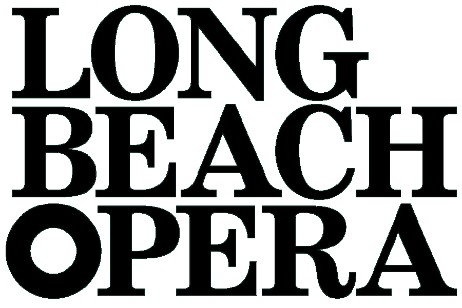 Logo of Long Beach Opera with the three words stacked on top of each other