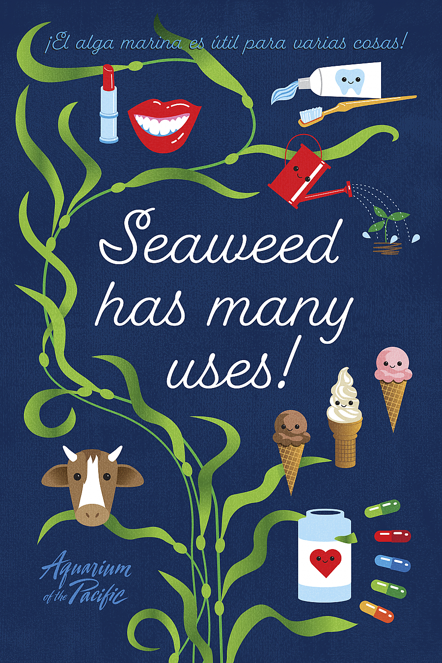 Seaweed can be used for ice cream, cow feeds, fertilizer, cosmetics, pharmaceuticals, and more.
