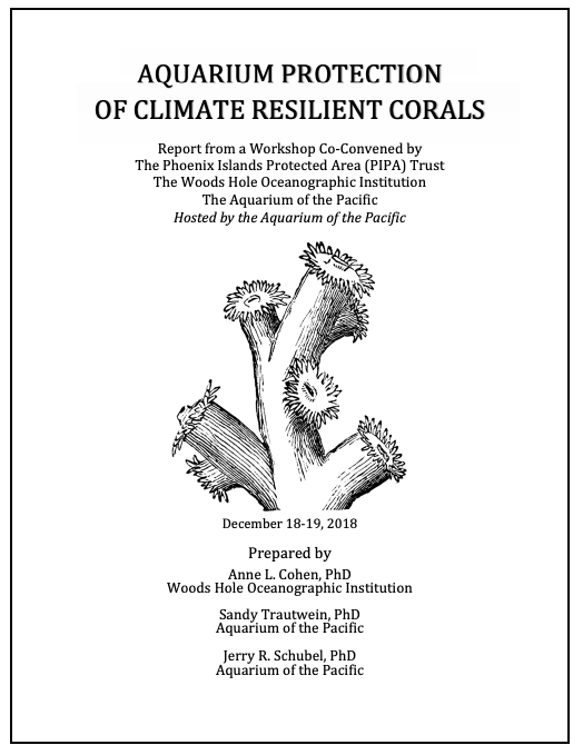 Aquarium Protection of Climate Resilient Corals Workshop Report Cover