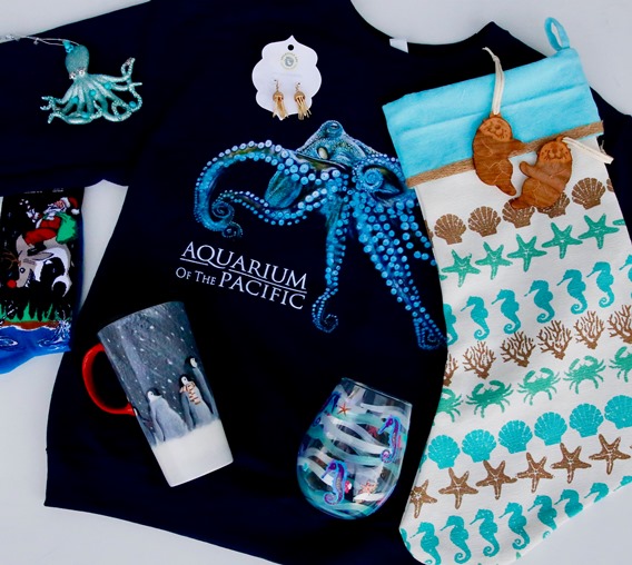 Gift store holiday items decorated with sea animals