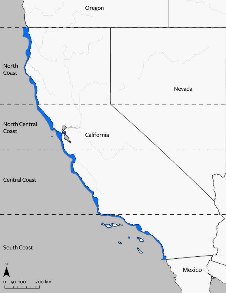 Cabezon's geographic range in California