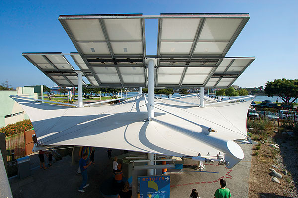 Solar panels above an exhibit